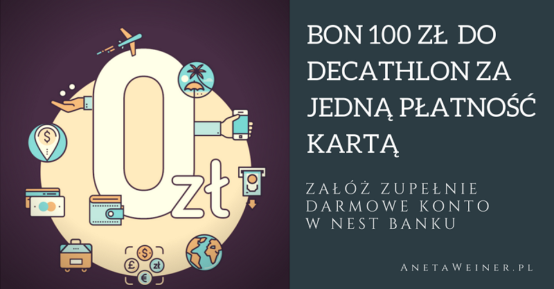 100 zł do Decathlon za założenie darmowego konta i jedną transakcję kartą.