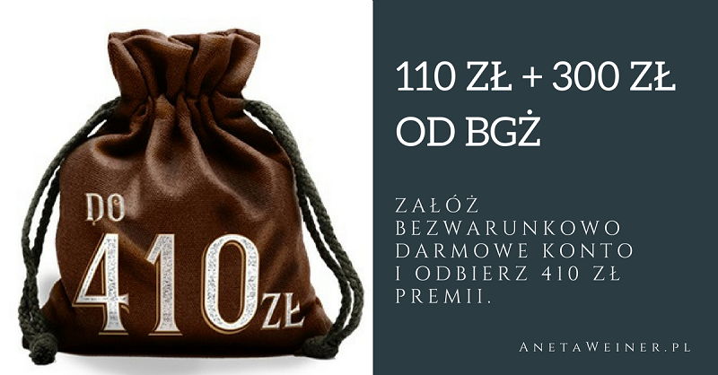 410 zł za założenie darmowego Konta Optymalnego w banku BGŻ.